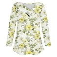 thumbnail image 7 of HOMBOM Yellow T-Shirts for Women Relaxed Fit Floral Tops Long Sleeve V-Neck Womens Casual, 7 of 7