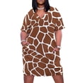 thumbnail image 1 of Vestido holgado con bolsillos y estampado de jirafa, vestidos de noche, ropa estética., 1 of 6