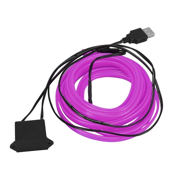 4 Metros/13pies Coche Interior USB Neon EL Cable Púrpura Fría Luz Juego