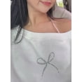 thumbnail image 6 of Arvbitana Women's Oversized Sweatshirt Long Sleeve Off One Shoulder Rhinestone Bow Pattern Cropped Pullovers Ladies Casual Trendy Tops for Streetwear, 6 of 6