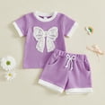 thumbnail image 2 of HAOTAGS Baby Girl Summer Set (0-24M),Breathable Butterfly Trim Waffle-Lace Butterfly Tee & Shorts Cute Trendy Infant Playwear 2-Piece Purple 12 Months, 2 of 9