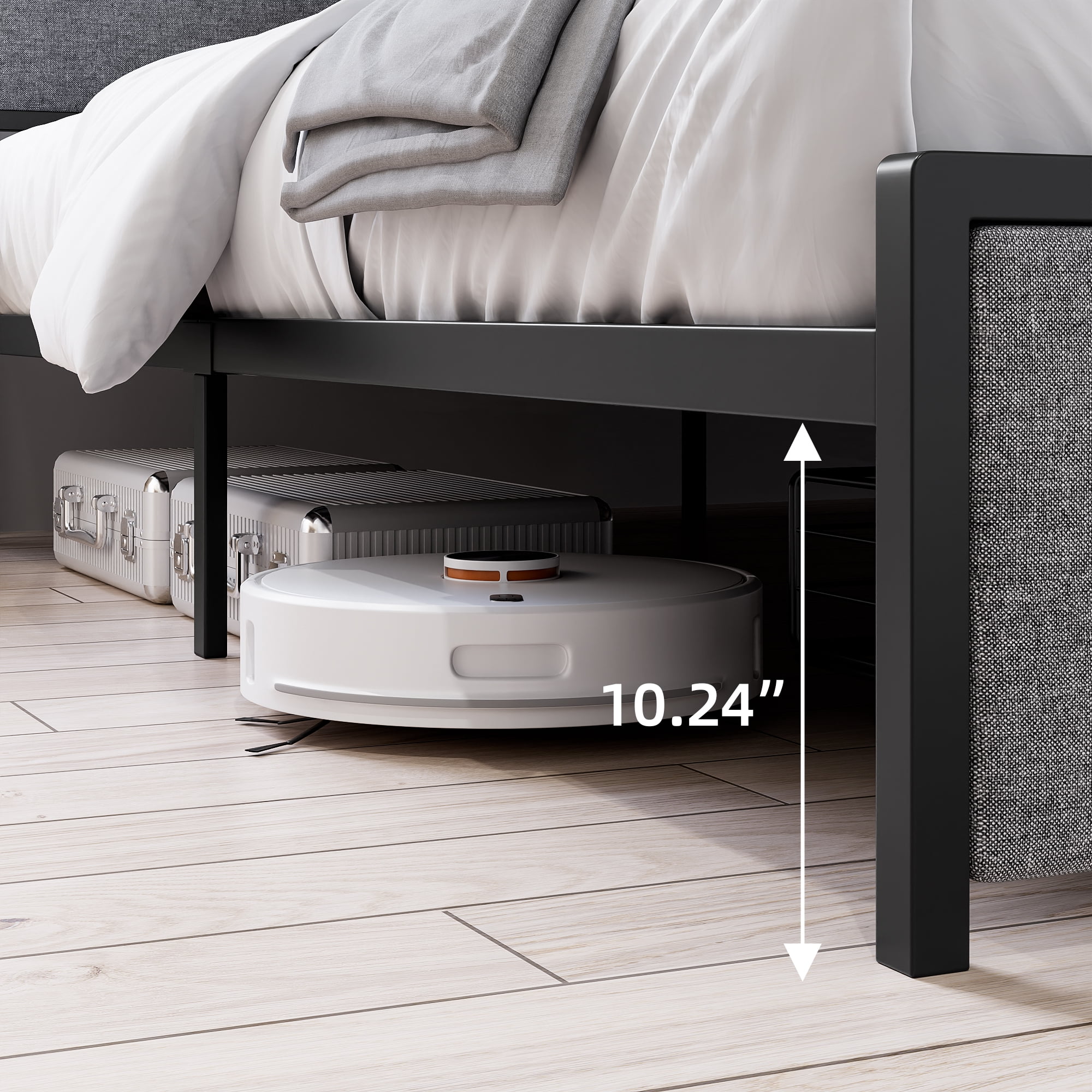 King Size Bed Frame with 2 Storage Drawers and Charging Station