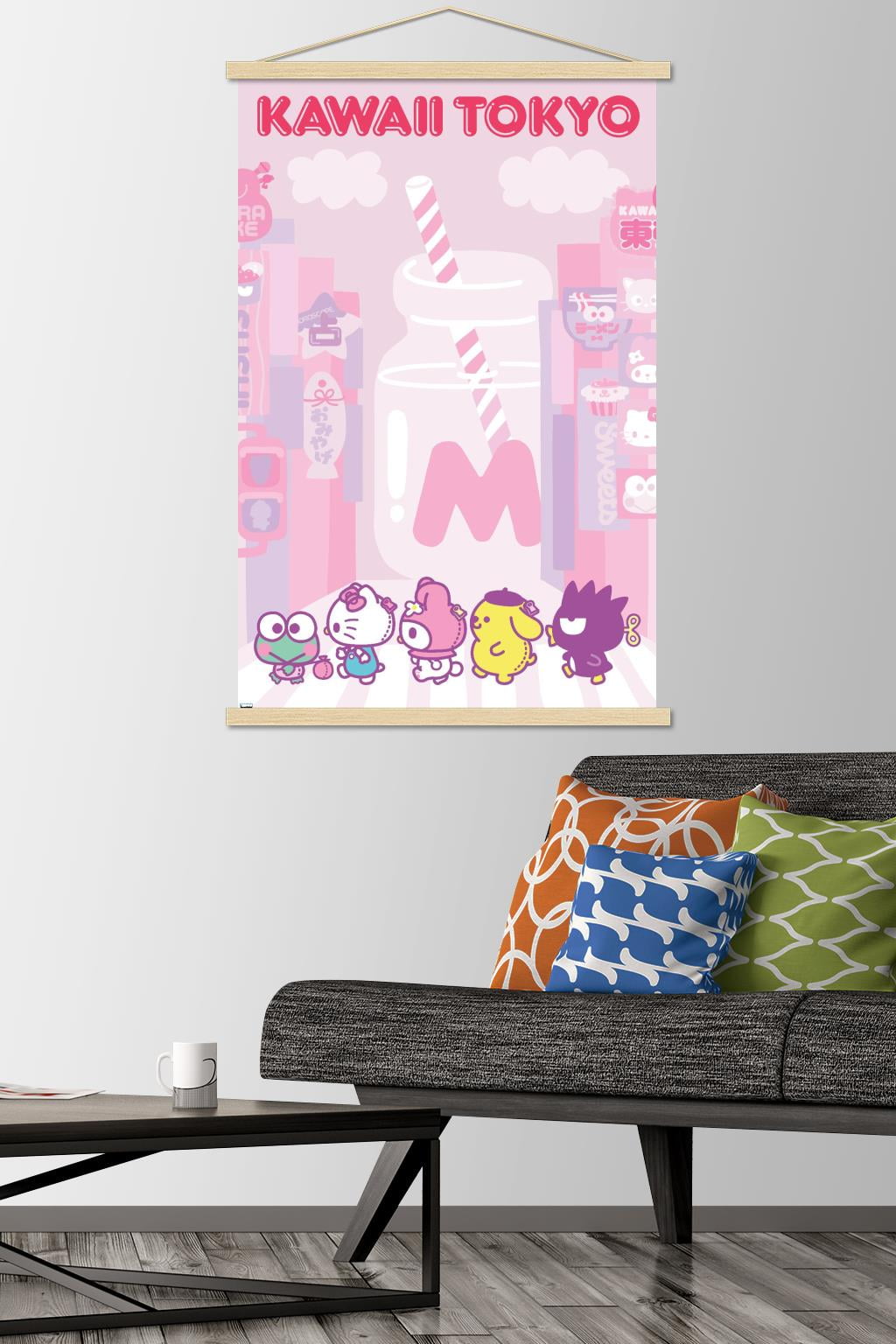 Hello Kitty and Friends - Kawaii Tokyo Wall Poster with Magnetic Frame, 22.375" x 34"