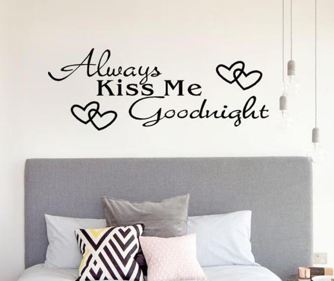 ForestYashe Always Kiss Me Goodnight Home Decor Wall Sticker Decal Bedroom Vinyl Art Mural other Wall stickers Black