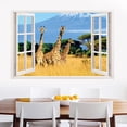 thumbnail image 2 of Adhesivo de pared 3D con diseño de jirafa, paisaje, ventana, safari, 90 x 60 cm, 2 of 3