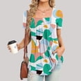 thumbnail image 2 of Blusa con estampado de manga corta y cuello cuadrado informal cómoda a la moda para mujer OAVQHLG3B Store  lin121212, 2 of 4