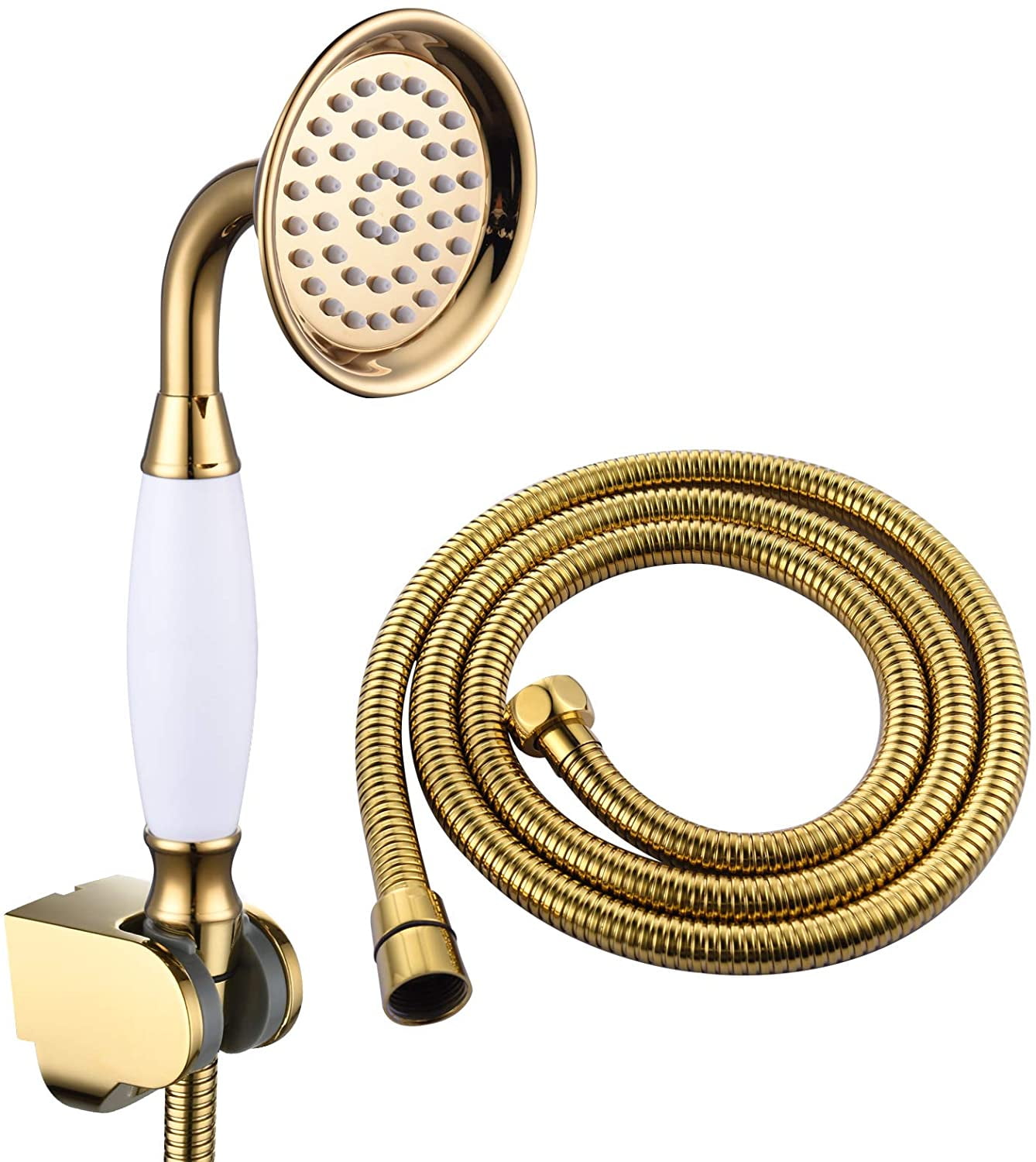 Shower head brass hand shower high pressure shower head 1/2 inch gold hand shower with hose and