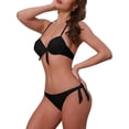thumbnail image 4 of Conjuntos de bikini de halter con nudo y trenzado para mujer, 2 piezas, tirantes dobles, parte inferior triangular con lazo en la espalda, trajes de baño, talla X-Large, negro, 4 of 5