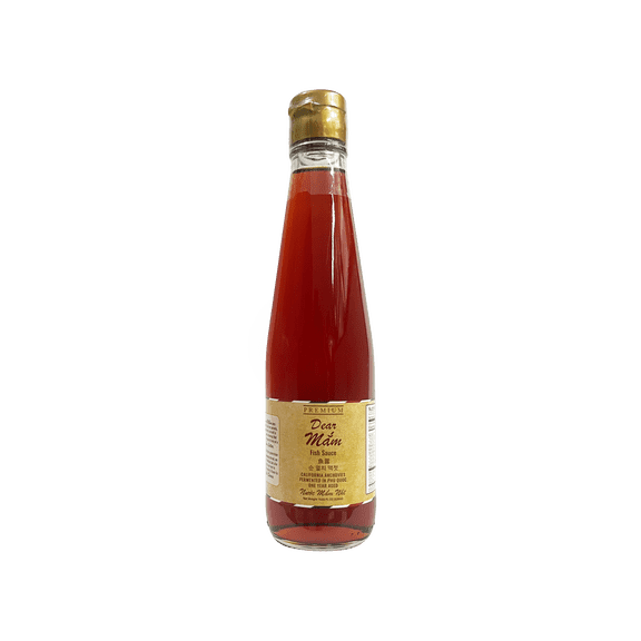 Dear Mam Premium Fish Sauce, Gourmet Vietnamese Nuoc Mam Made with Real California Anchovies - First Press, 1-Year Barrel-Aged in Phu Quoc, 10.8 oz (320ml) Glass Bottle, Great Gift Size