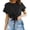 Black, variant on YOTMKGDO Crop Tops for Women, Summer Outfits for Women, Womens Casual Short Sleeve Tie Front Top Round Neck Summer Solid Color Crop Top T Shirt, Short Sleeve Shirts for Women, Black, L