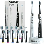 Sonic-FX Duo Electric Toothbrush w/ 14 Brush Heads   2 Interdental, 3 Brush Modes, Combo (Black and White)