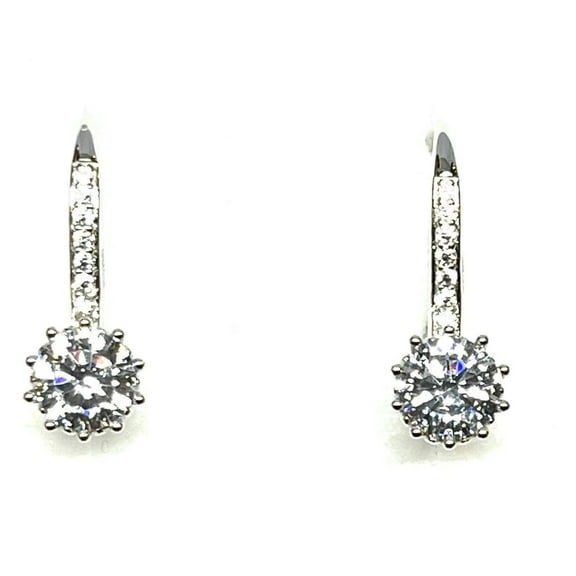 ADIRFINE 925 Sterling Silver Birthstone Color Stone Lever Back Earrings