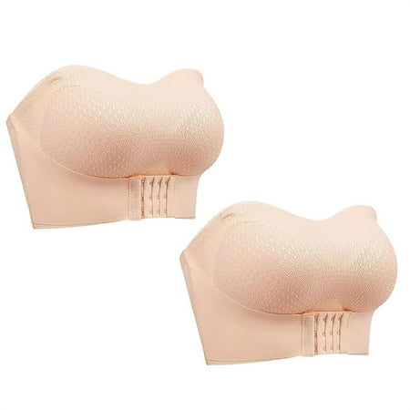 DondPO Bras for Women New Lenawear Breezypush Bra Foxyseniors Bra Breezypush Breathable Non Slip Strapless Front Buckle Up Bra Womens Wireless Bras Minimizer Bras For Women Pink 5XL Clearance