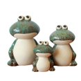 thumbnail image 3 of 3x Figurines Frog Statue Ceramic Miniature Modern Artwork Animal Sculpture Ornament for Table Bedroom Living Room Home Office Bookshelf Green, 3 of 8