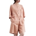 thumbnail image 2 of TIMIFIS Combinaison d'Été Ample Mode Imprimée à Manches Longues pour Femmes, Bretelles Spaghetti, Taille Haute, Short Rayé avec Poches - Été, 2 of 9