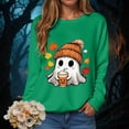 thumbnail image 2 of Enyan Women Halloween Shirt Funny Pumpkin Ghost Shirts Long Sleeve Holiday Fall Tee Tops Halloween Tshirts Women Green,L, 2 of 7
