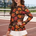thumbnail image 2 of Yuyamidu Maple Leaves Women's Golf Shirt Fall Long Sleeve 1/4 Zip Athletic Tennis Shirts Stylish Christmas Workout Shirts for Women Size XS, 2 of 8