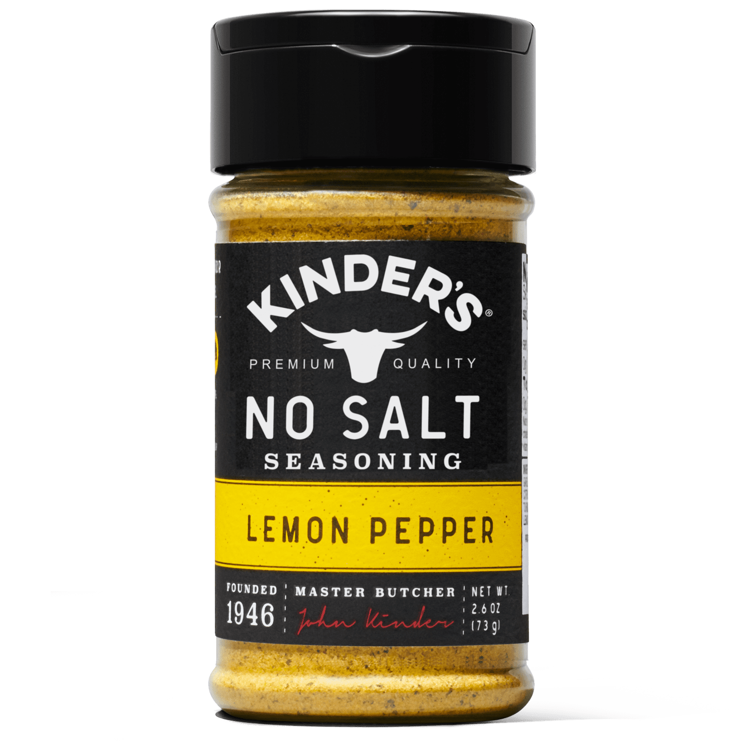 (4 pack) Kinder's Lemon Pepper No Salt Seasoning & Rub, 2.6 oz