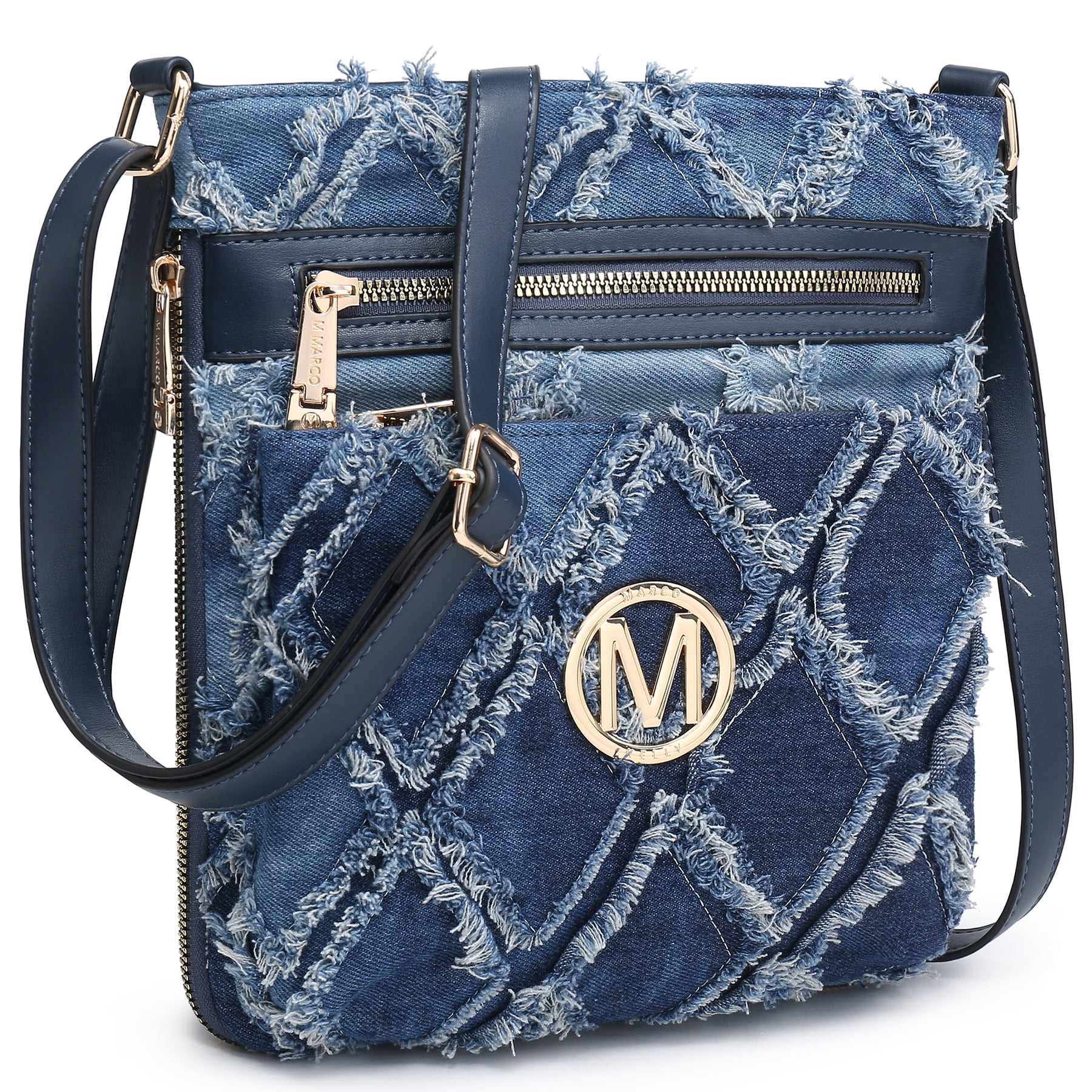 MKP COLLECTION Crossbody Bags Purses for Women Trendy Multi Pockets Monogram Zip Shoulder Bags Ladies PU Leather Handbag