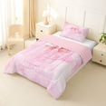 thumbnail image 2 of Manfei Cartoon Initial P Twin Comforter Sets,Kawaii Bow Bedding Set,Pink,Pink Reversible,2pcs,1 Comforter and 1 Pillowcase, 2 of 7