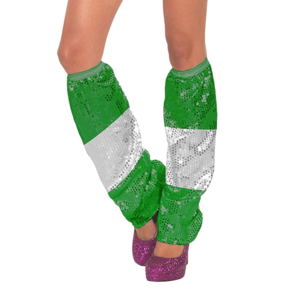 Xfvqtps Womens Carnival Sparkly Sequin Leg Warmers Foot Cover Stretchy Elastic Color Blocking Party Accessory Leg Sleeves for Special Events Green