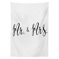 thumbnail image 3 of Ambesonne Engagement Tablecloth Rectangular Table Cover, Mr and Mrs Text, 52"x70", Black and White, 3 of 4