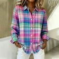 thumbnail image 2 of Giftesty Women's Vintage Non-Positioned Plaid Print Turn-Down Collar Long Sleeve Button Front Stylish Casual Shirt Top for Daily Wear Office Commute, 2 of 6