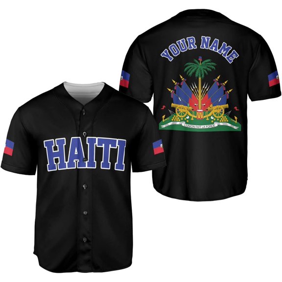 Personalized Name Haiti Baseball Jersey, Haitian Baseball Jersey for Men Women, Haitian Pride Jersey Shirt (S)
