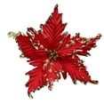 thumbnail image 2 of KGJQ Christmas Artificial Glitter Poinsettia Flower, Single Stem Large Faux Poinsettias Christmas Ornaments for Tree, Wreath, Wedding, Home Party Decor, 2 of 8