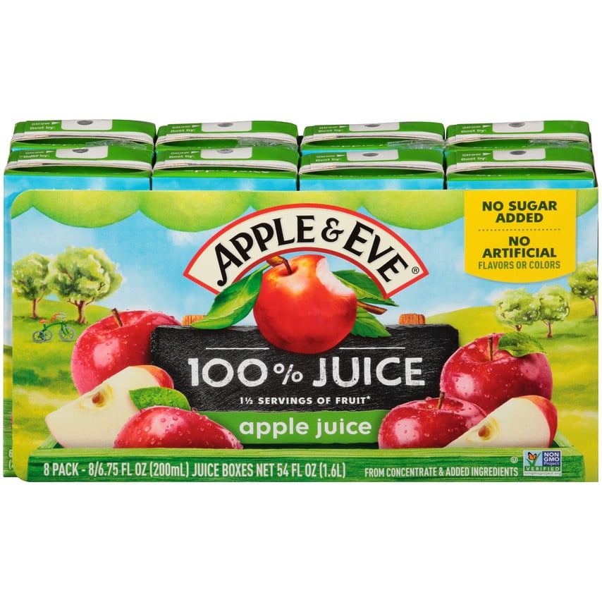Apple & EveÃ Â® 100% Apple Juice 8-6.75 fl. oz. Aseptic Packs - Walmart