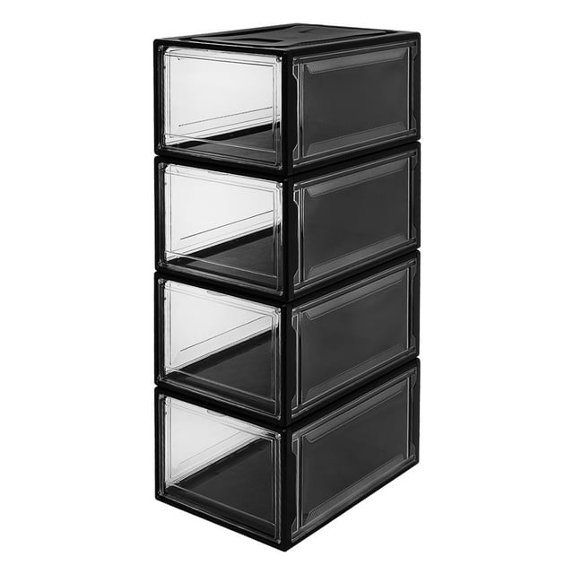 Set de Zapatera AGBOX 4 Piezas tapa Negra y Transparente