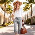 thumbnail image 6 of MLQIDK Womens Capris for Summer Striped Capri Pants Knee Length High Waisted Lightweight Capris Dressy Casual Striped Capris with Pockets Black S, 6 of 7