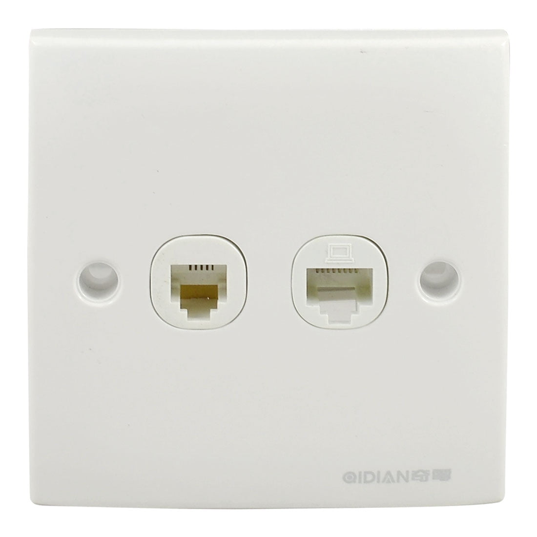 Home Office RJ11 Telephone RJ45 Network Wall Plate Square Panel White