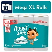 Angel Soft 2-Ply Toilet Paper, 18 Mega XL Rolls, 480 Sheets Per Roll