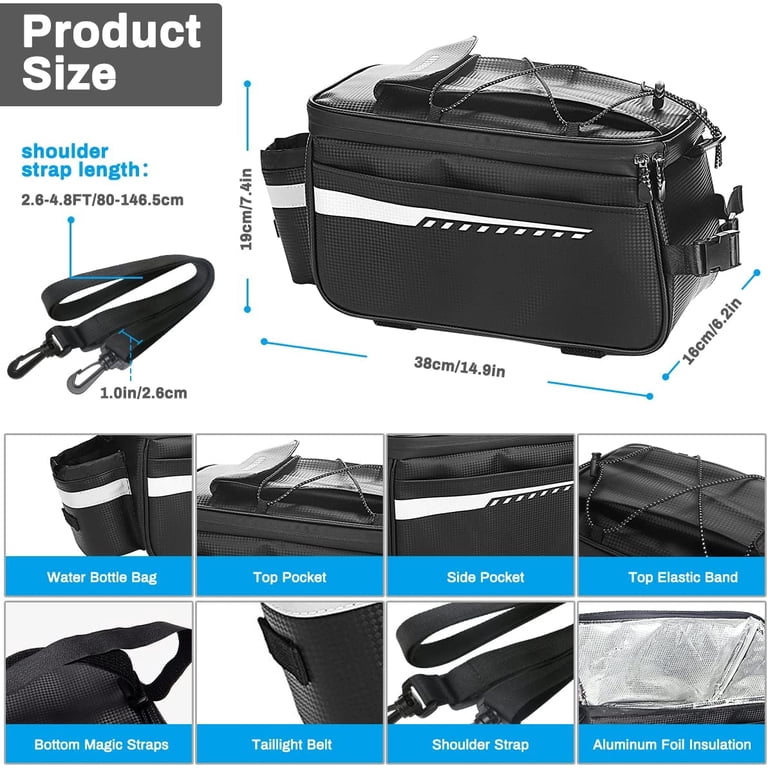 Upanbike Insulated Bike Pannier Bag, 10L Waterproof Rear Carrier photo 2