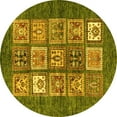 thumbnail image 1 of Ahgly Company Machine Washable Indoor Round Abstract Yellow Modern Area Rugs, 3' Round, 1 of 4