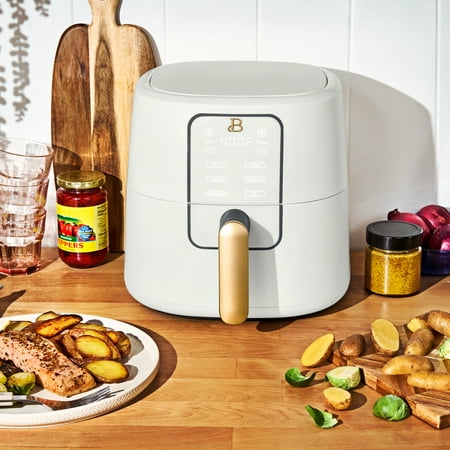 Beautiful 6qt Air Fryer with TurboCrisp Technology, EverGood Ceramic Nonstick Coating, White Icing by Drew Barrymore