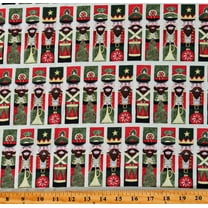Nutcracker Christmas Fabric Soldier Holidays Stripe Cotton fabric by the yard