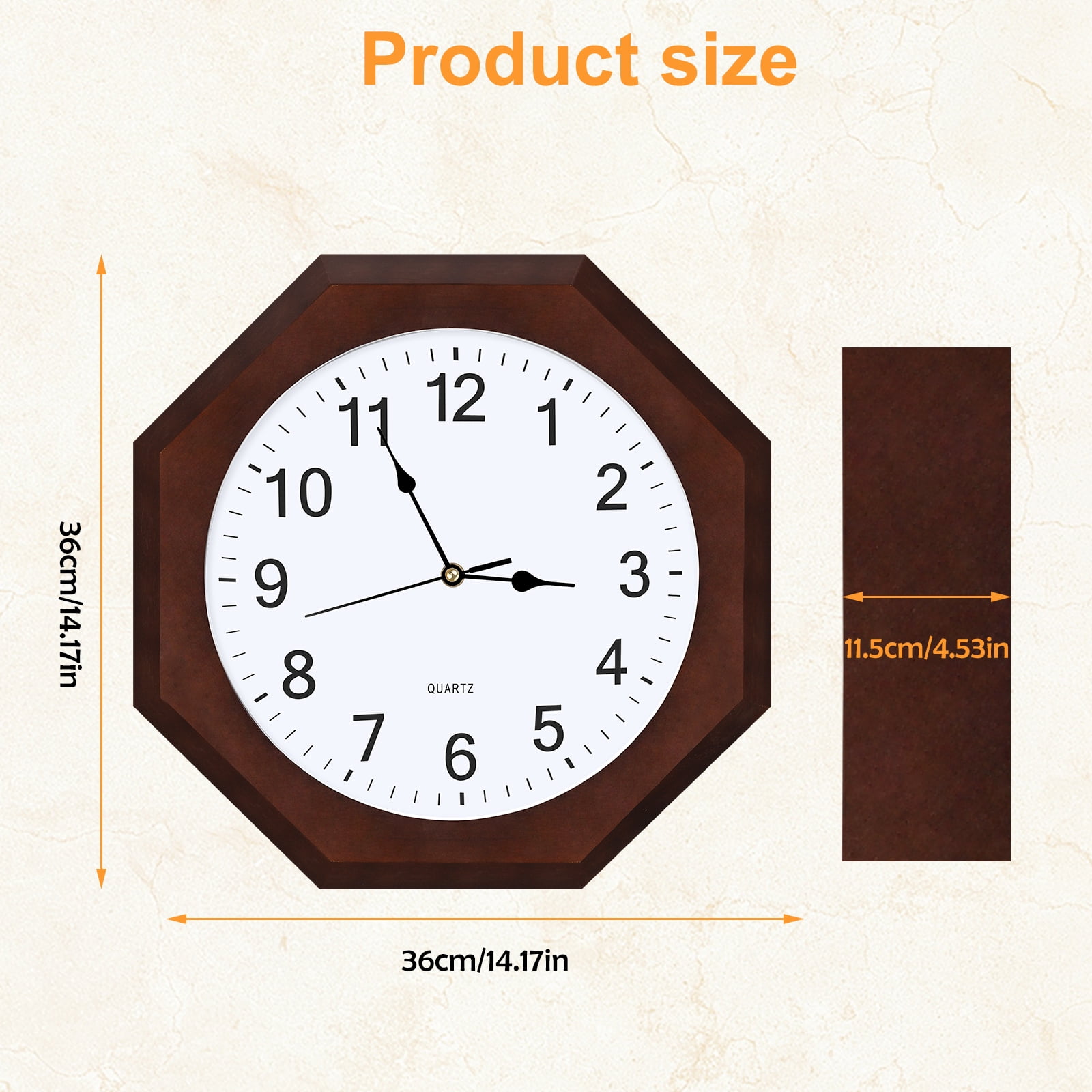 Octagonal Wood Wall Clock - Mahogany Color - Walmart.com