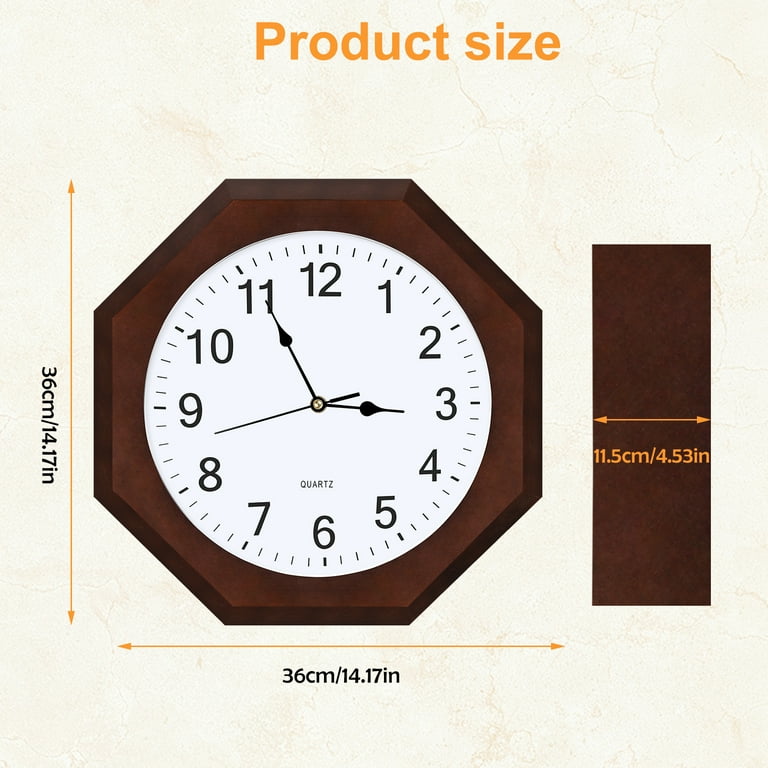 Octagonal Wood Wall Clock - Mahogany Color - Walmart.com