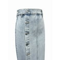thumbnail image 2 of Womens Casual Slit Denim Midi Jean Skirt Stretch High Waist Frayed Button Up Light Blue M, 2 of 8