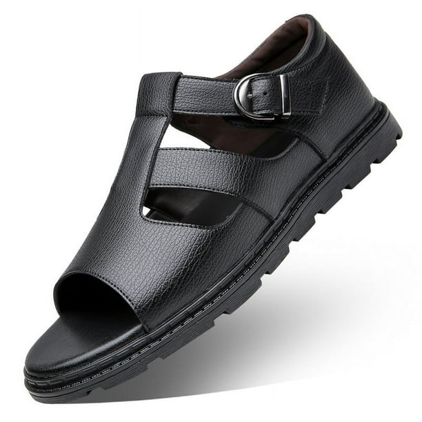 XIHAHA-Sandalias clásicas de cuero para hombre, chanclas antideslizantes, suaves, frescas, ligeras, transpirables, combinan con todo, informales, a la moda, para verano