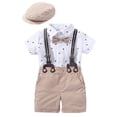 thumbnail image 2 of Conjunto de ropa de mameluco para bebé con sombrero de lazo, traje de verano a rayas para caballero con lazo, conjunto de mono para niño pequeño, ropa infantil para niño Tan Jianjun unisex, 2 of 2