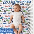 thumbnail image 5 of Today's Kids 2-Pack Race Cars Fitted Baby Crib Sheets Boy - Nursery Toddler Bed Sheets for Boys, Soft Breathable Microfiber, Elastic Edge with Deep Pockets, Machine Washable - Fits 28" x 52" Mattress, 5 of 7