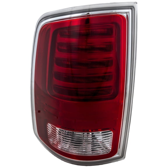 Tail Light Compatible with RAM FULL SIZE P/U 2013-2018 LH Assembly Premium Type Chrome Interior Clear/Red Lens All Cab Types