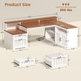 thumbnail image 2 of SEDETA Farmhouse L-Shaped Desk, 59 Inch Corner Computer Desk with Drawers, Storage Cabinet, Monitor Stand & Power Outlets, Home Office Desk, White + Brown, 2 of 9