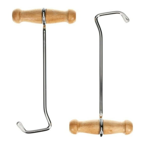 2pack Boot Hooks and Puller for Cowboy Boots, Wood Handles, Pulls with Handle