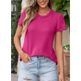 thumbnail image 5 of Eytino Womens Waffle Knit Jacquard Tops Casual Crewneck Short Sleeve Shirts Solid Summer Blouses Rose Red L, 5 of 10