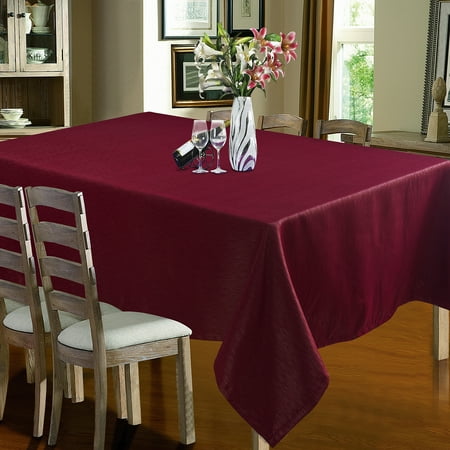 

Highline Decor Rectangle Tablecloth Table Cover Stripped Satin Blackout Decorative Fabric Burgundy