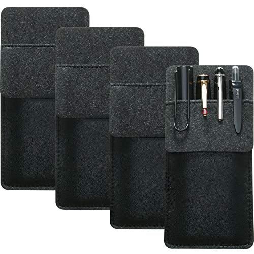 4 Packs Leather Pocket Handmade Protector Pen Holder Pouch for Lab Coats//Shirts//Pen Note Black Pencil Pocket Holder for School Office Hospital Supplies